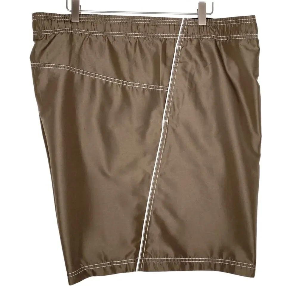 Speedo Marina Volley Swim Trunks Brown Knee Length Boardshorts Men's Size XXL